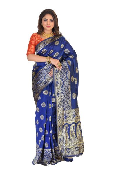 Delightful Blue Soft Banarasi Silk Saree With Prettiest Blou