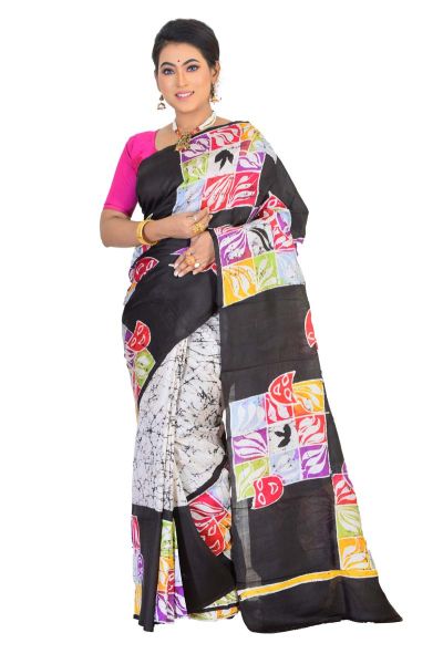 Batik Printed Pure Silk Saree (adi75390)