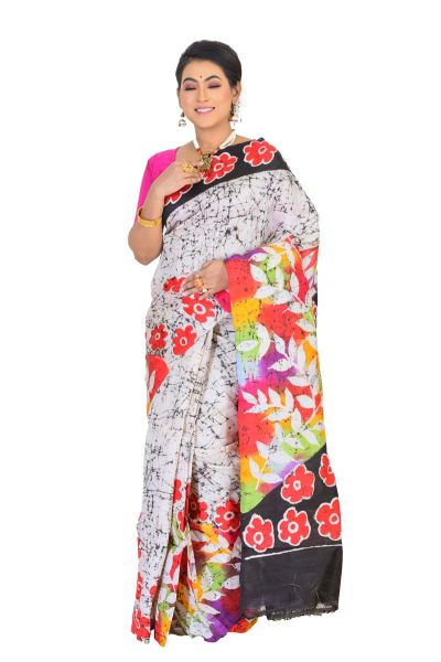 Batik Printed Pure Silk Saree (adi75399)