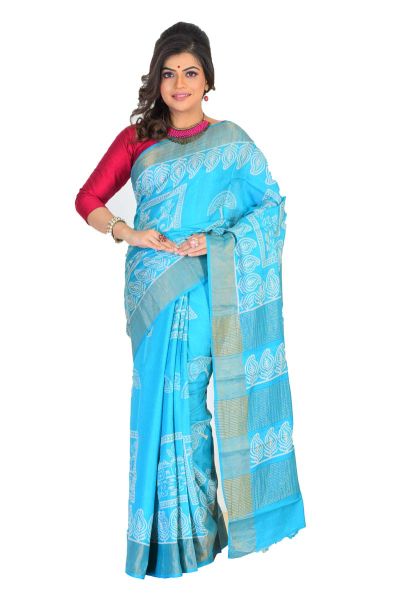 Tussar Printed Pure Silk Saree (adi75491)
