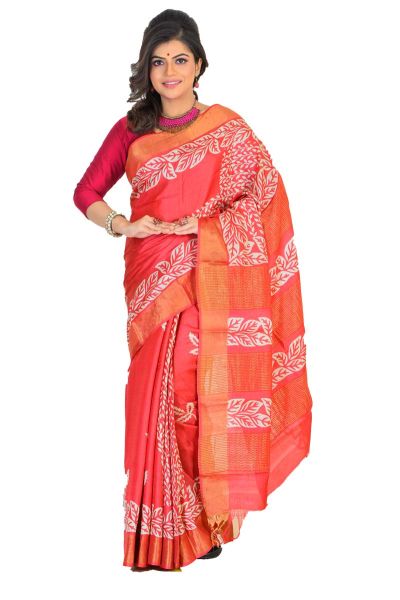 Tussar Printed Pure Silk Saree (adi75495)