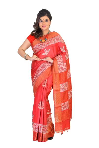 Tussar Printed Pure Silk Saree (adi75526)
