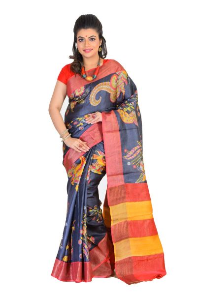 Tussar Printed Pure Silk Saree (adi75532)