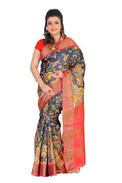Tussar Printed Pure Silk Saree (adi75538)