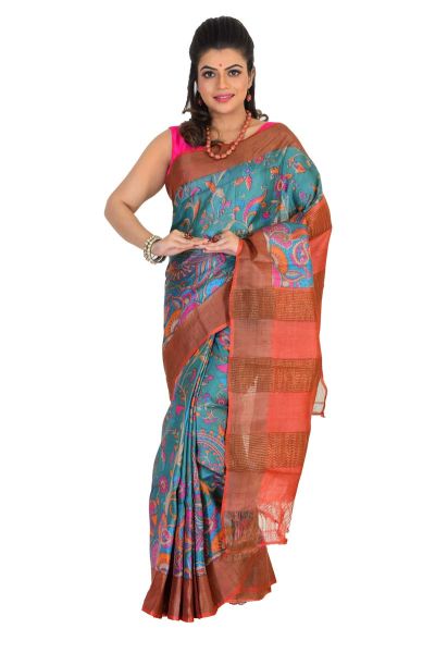Tussar Printed Pure Silk Saree (adi75559)