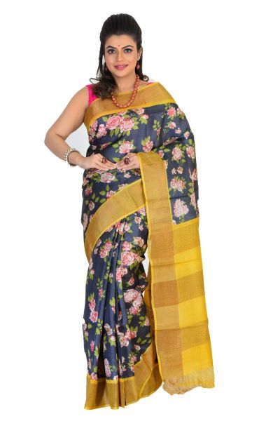 Tussar Printed Pure Silk Saree (adi75561)