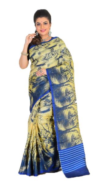 Batik Printed Pure Silk Saree (adi75573)