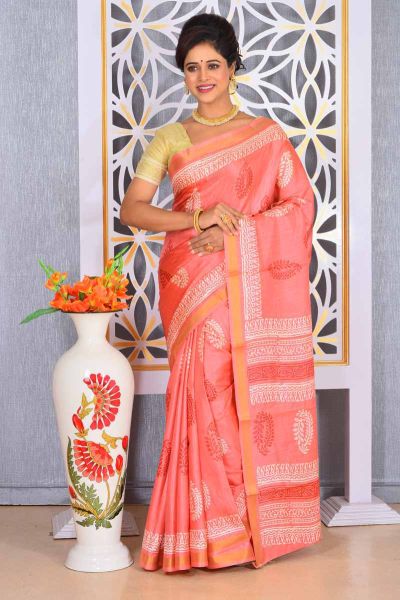 Semi Tussar Printed Silk Saree (adi78108)