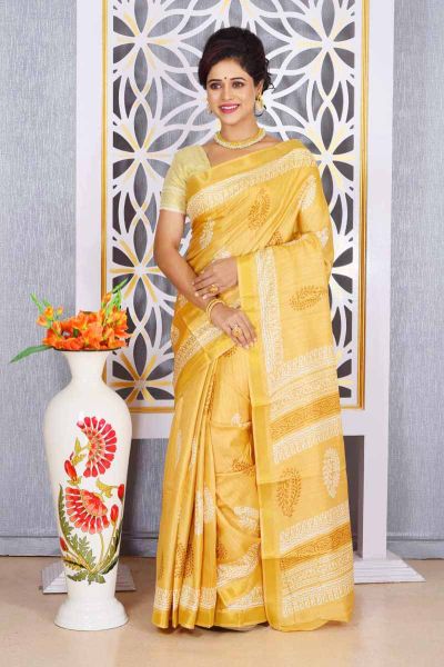 Semi Tussar Printed Silk Saree (adi78110)