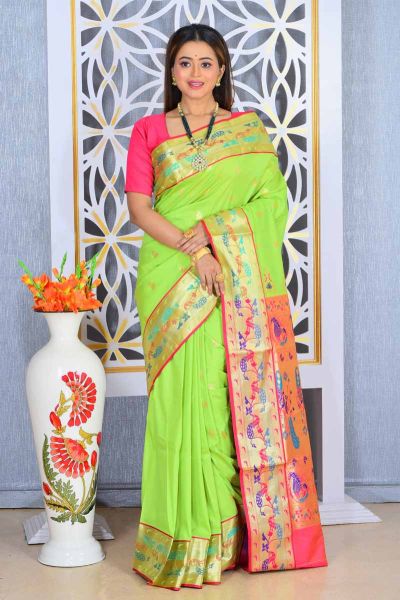 Semi Paithani Silk Saree (adi78602)