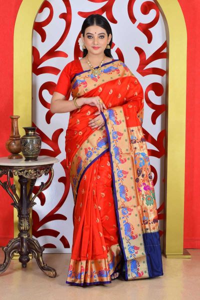 Semi Paithani Silk Saree (adi79303)