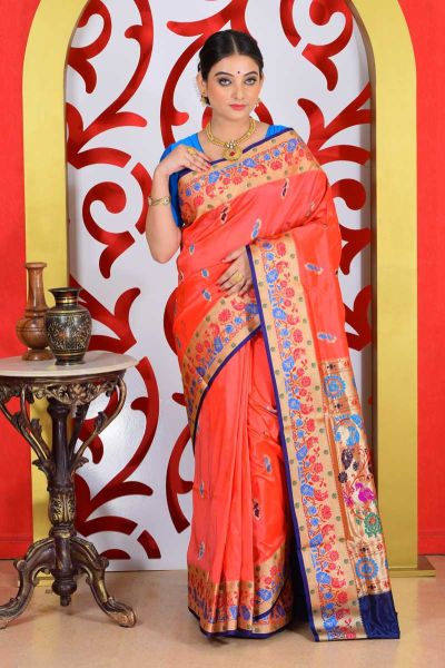 Semi Paithani Silk Saree (adi79366)