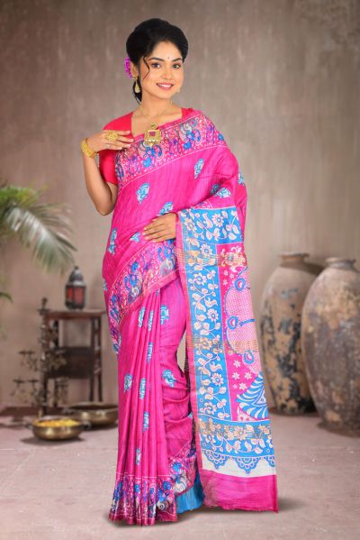 Pure Gicha Tussar Printed Silk Saree (adi80175)