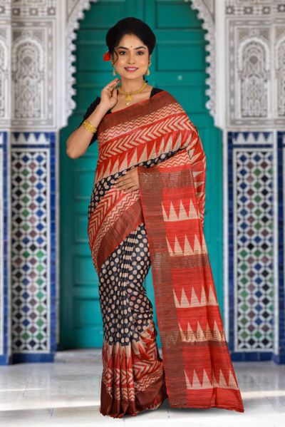 Pure Gicha Tussar Printed Silk Saree (adi80203)