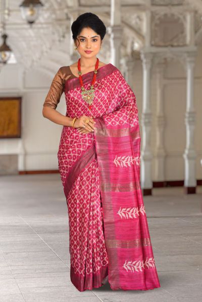 Pure Gicha Tussar Printed Silk Saree (adi80255)