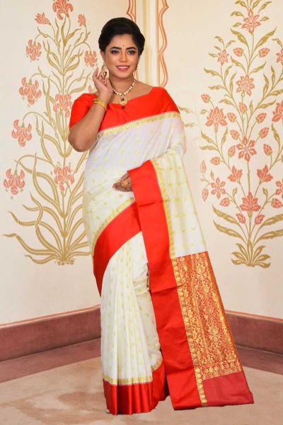 Radhe Designer Women's Printed Dew Silk Saree With Blouse Piece(Peach) :  Amazon.in: Fashion