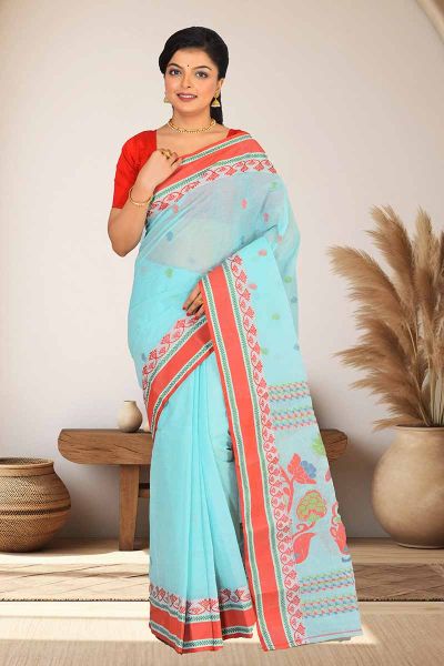 Fashion :: Saree :: SHANTINIKETAN EMBOSSED LEATHER PRODUCTS Womens Pure  Cotton Traditional Bengal Tant Saree