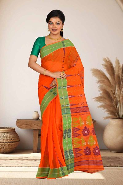 Fashion :: Saree :: SHANTINIKETAN EMBOSSED LEATHER PRODUCTS Womens Pure  Cotton Traditional Bengal Tant Saree