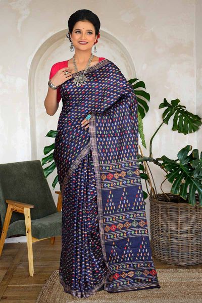 Semi Tussar Printed Silk Saree (adi82924)