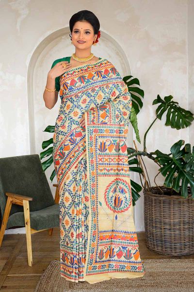 Pure Tussar Printed Silk Saree (adi82952)