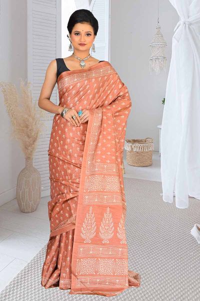 Semi Tussar Printed Silk Saree (adi83011)