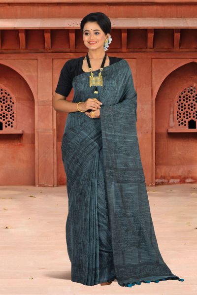 Printed Handloom Cotton Saree (adi84701)