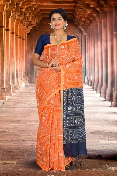 Printed Handloom Cotton Saree (adi84738)