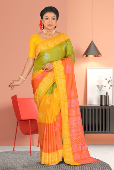 Printed Bishnupuri Silk Saree (adi86928)