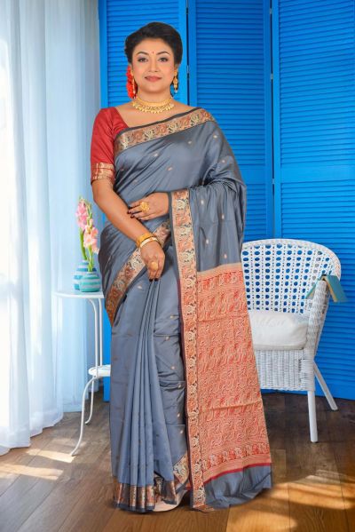 Semi Bomkai Silk Saree (adi86970)