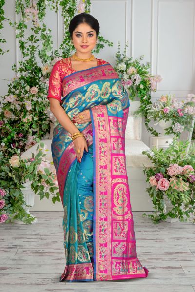 Semi Swarnachari Silk Saree (adi86984)