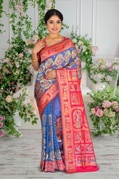 Semi Swarnachari Silk Saree (adi86996)