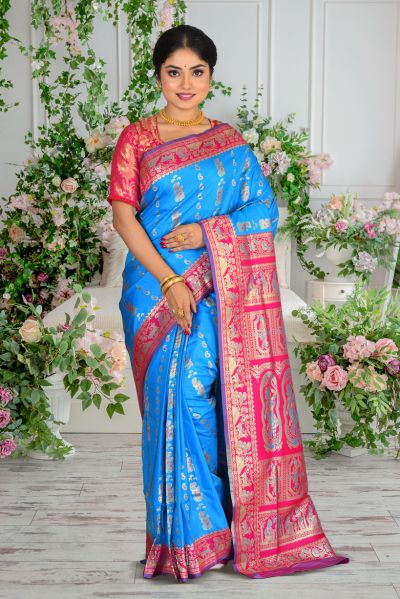 Semi Swarnachari Silk Saree (adi86997)