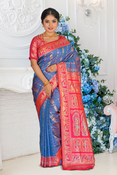 Semi Swarnachari Silk Saree (adi87005)