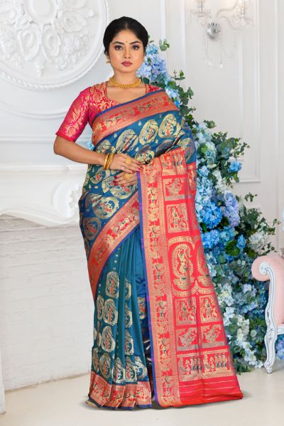 Semi Swarnachari Silk Saree (adi87009)