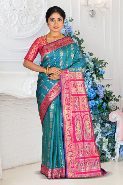 Semi Swarnachari Silk Saree (adi87011)