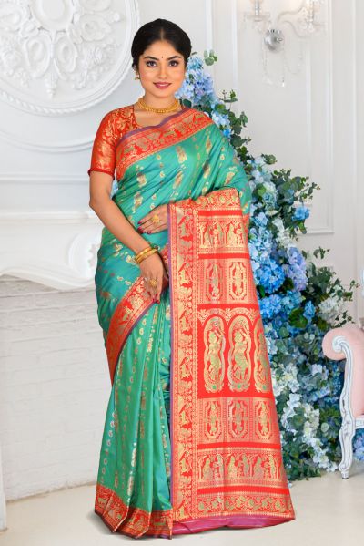 Semi Swarnachari Silk Saree (adi87018)