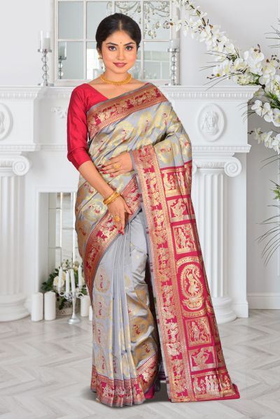 Semi Swarnachari Silk Saree (adi87063)