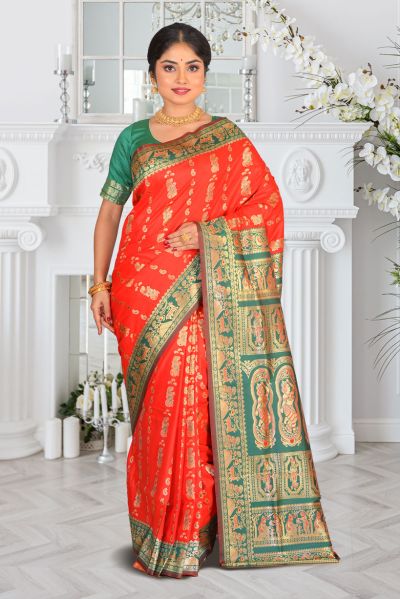 Semi Swarnachari Silk Saree (adi87075)