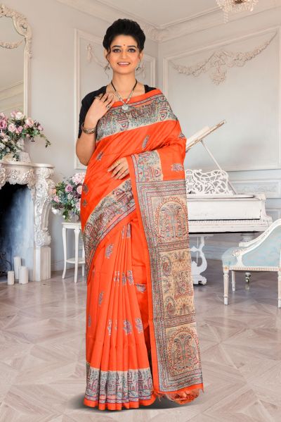 Bhagalpuri Gicha Silk Saree (adi85135)