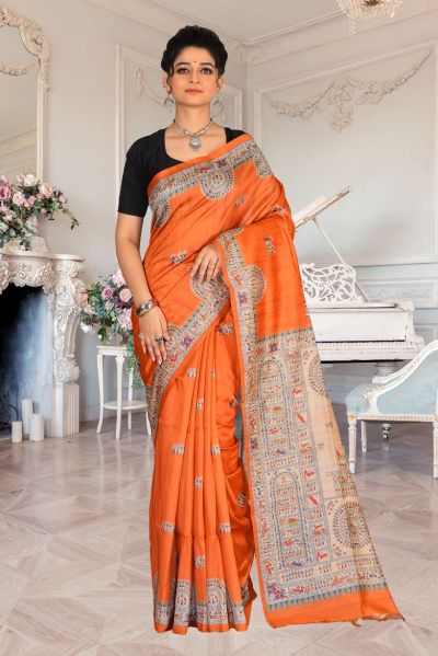 Bhagalpuri Gicha Silk Saree (adi85138)