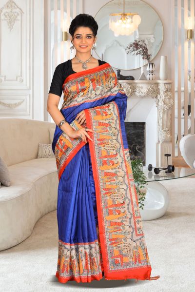 Bhagalpuri Gicha Silk Saree (adi85142)