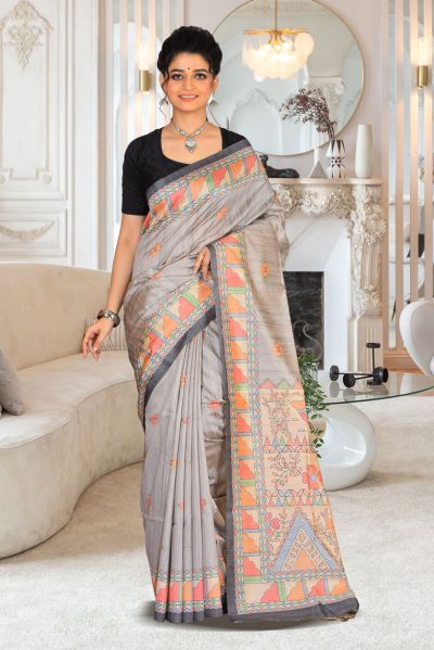 Bhagalpuri Gicha Silk Saree (adi85145)