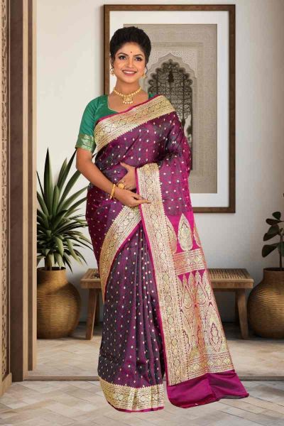 Pure Pashmina Benarasi Silk Saree (adi85251)