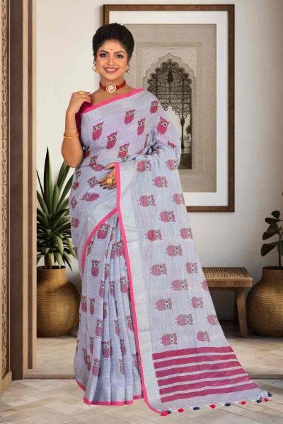 Linen Cotton Saree (adi85271)