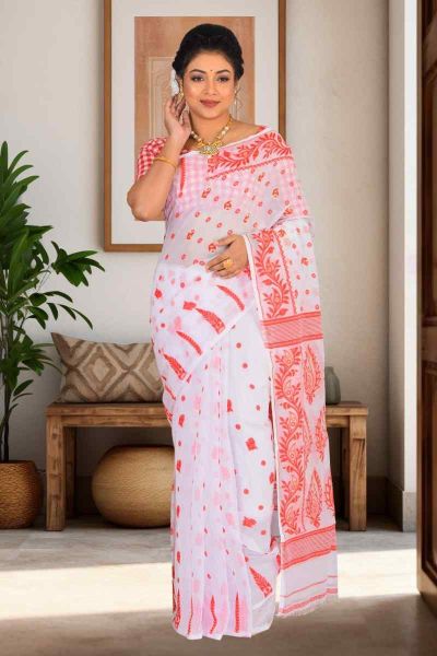 Soft Dhakai Jamdani Saree (adi85372)