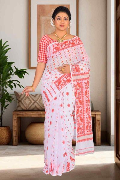 Soft Dhakai Jamdani Saree (adi85374)