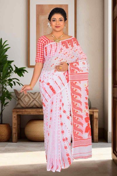 Soft Dhakai Jamdani Saree (adi85376)