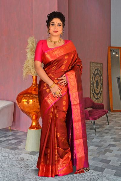 Semi Maheshwari Silk Saree (adi85558)