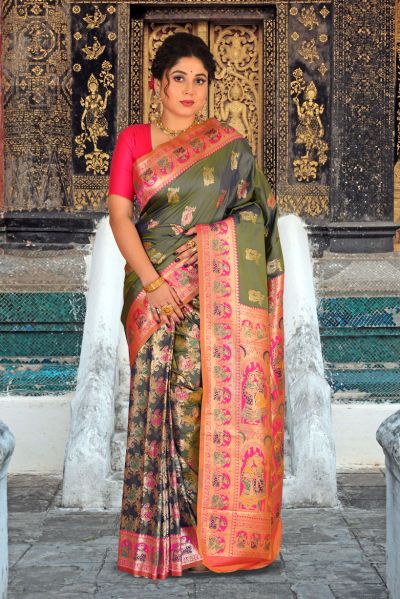 Semi Swarnachari Silk Saree (adi85565)