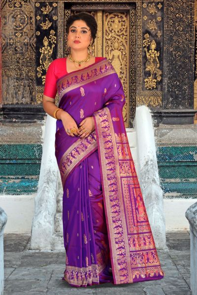 Semi Swarnachari Silk Saree (adi85571)